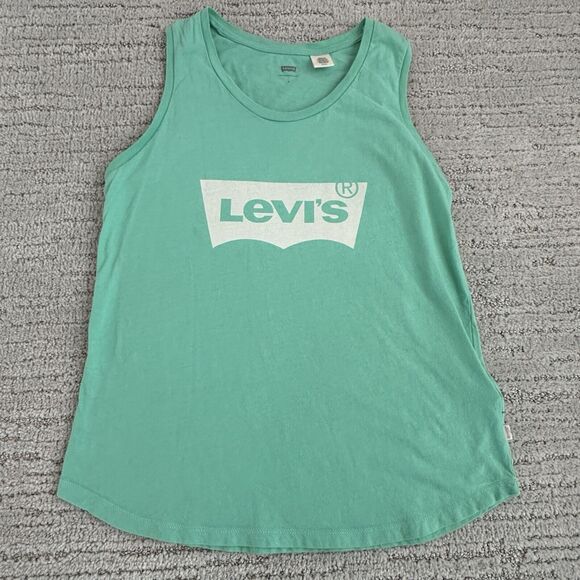 Levi's Women's Oversized Muscle Tank Top Turquoise Size Small Classic Logo - Picture 10 of 10